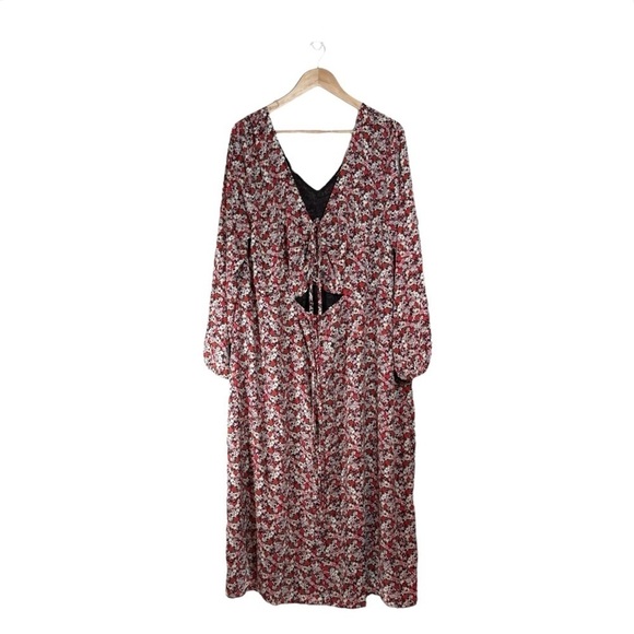 Sanctuary Floral Print Chiffon Halter Neck Long Sleeve Midi Dress NWT - Picture 3 of 9